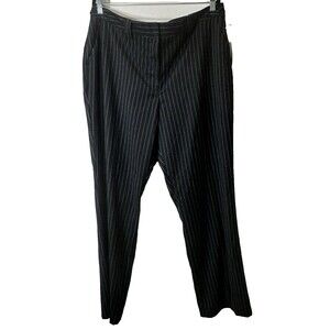 Worthington Dress Pants Sz 18 BLK Pinstripe Career Straight Leg Hi Rise Trousers